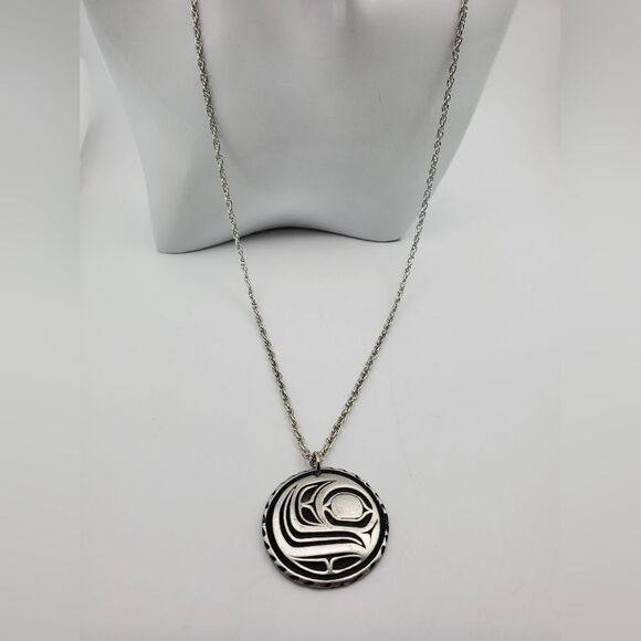 Haida Alaskan indian necklace sterling silver pendant necklace N1007‎